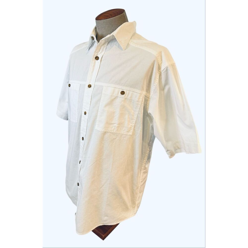 Woolrich Men’s Button Front Shirt Pockets Short Sleeves Sz. L Summer Casual Part - Picture 5 of 9